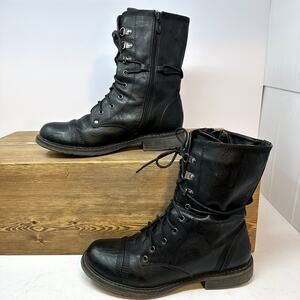 Extreme Eddie Marc Moto Boots Womens SZ 11 Lace Up Ankle Lined Side Zip Grunge